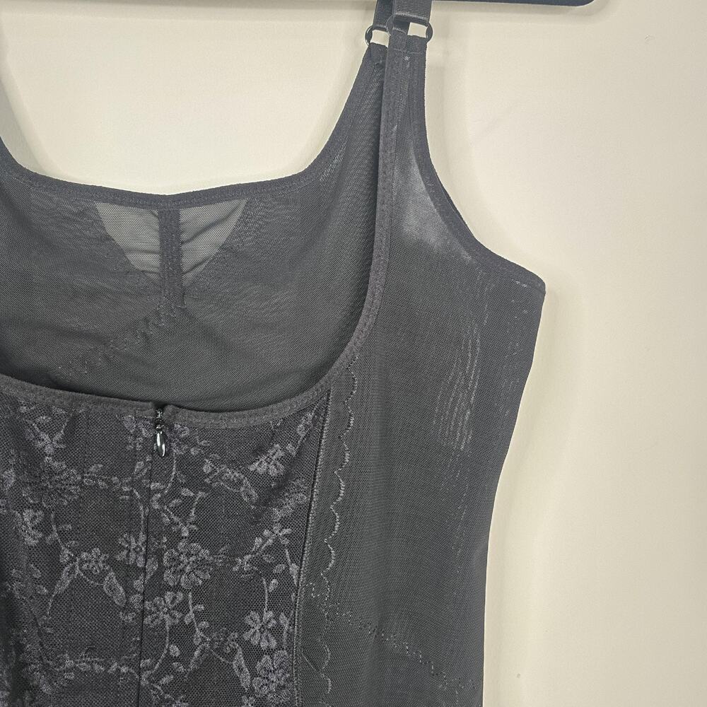 FRANATO Bodysuit Shapewear Women 2XL Black Mesh Floral Front Zip Corselette Faja - Picture 3 of 9